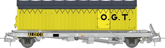 REE Modeles WB-350 - French Freight Wagon Wagon KANGOUROU + Trailer OGT single axle tarpaulin